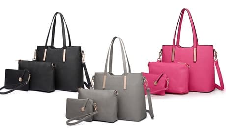Conjunto de 3 bolsos de cuero sintético de diferentes tamaños: Gris
