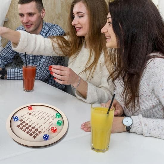 Bandeja de Dados Farkle de Madera con 6 Dados Adultos Noche Familiar Fiesta Educativo Multijugador Interactivo Juego de Dados Clásico