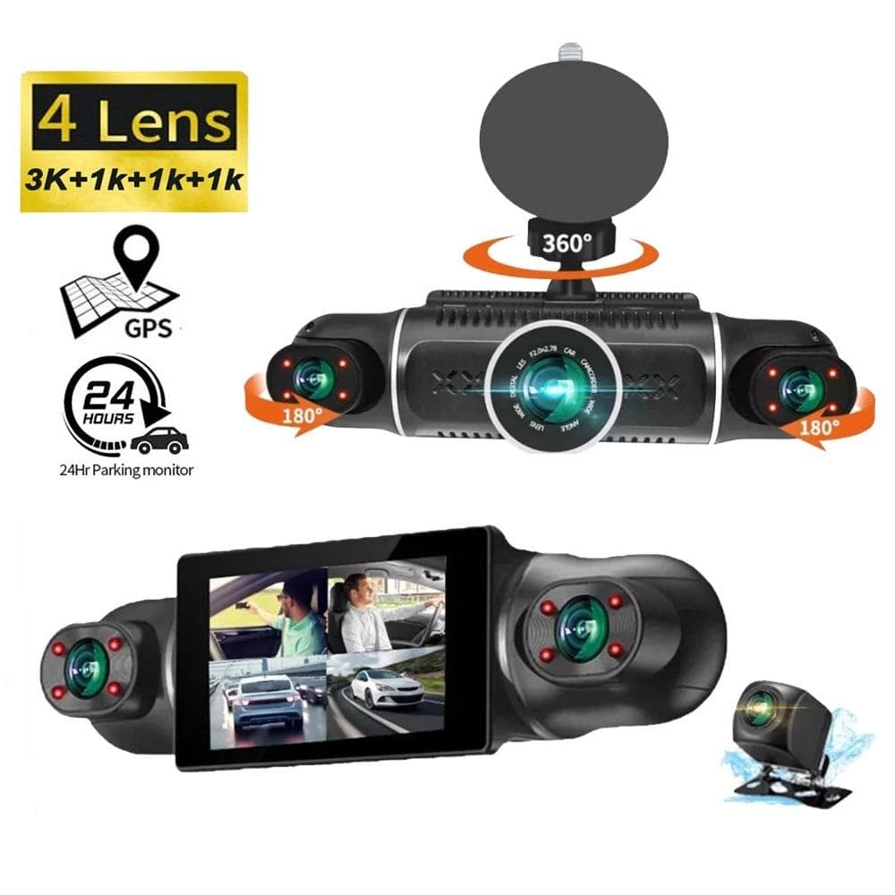 Cámara DVR para coche GPS de 4 canales Cámara de salpicadero Monitor de estacionamiento 24h 4 lentes HD 1080P DVRS Grabadora WiFi Cámara de vídeo