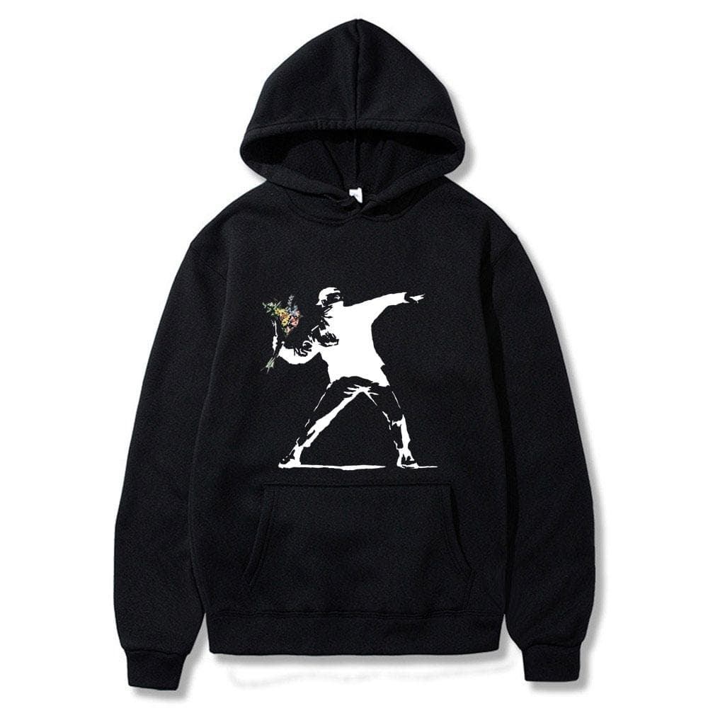 Divertido lanzador de flores Unisex Banksy Panda Guns sudaderas con capucha de arte urbano mujeres sudaderas con capucha Unisex sudadera Hipster Haraj