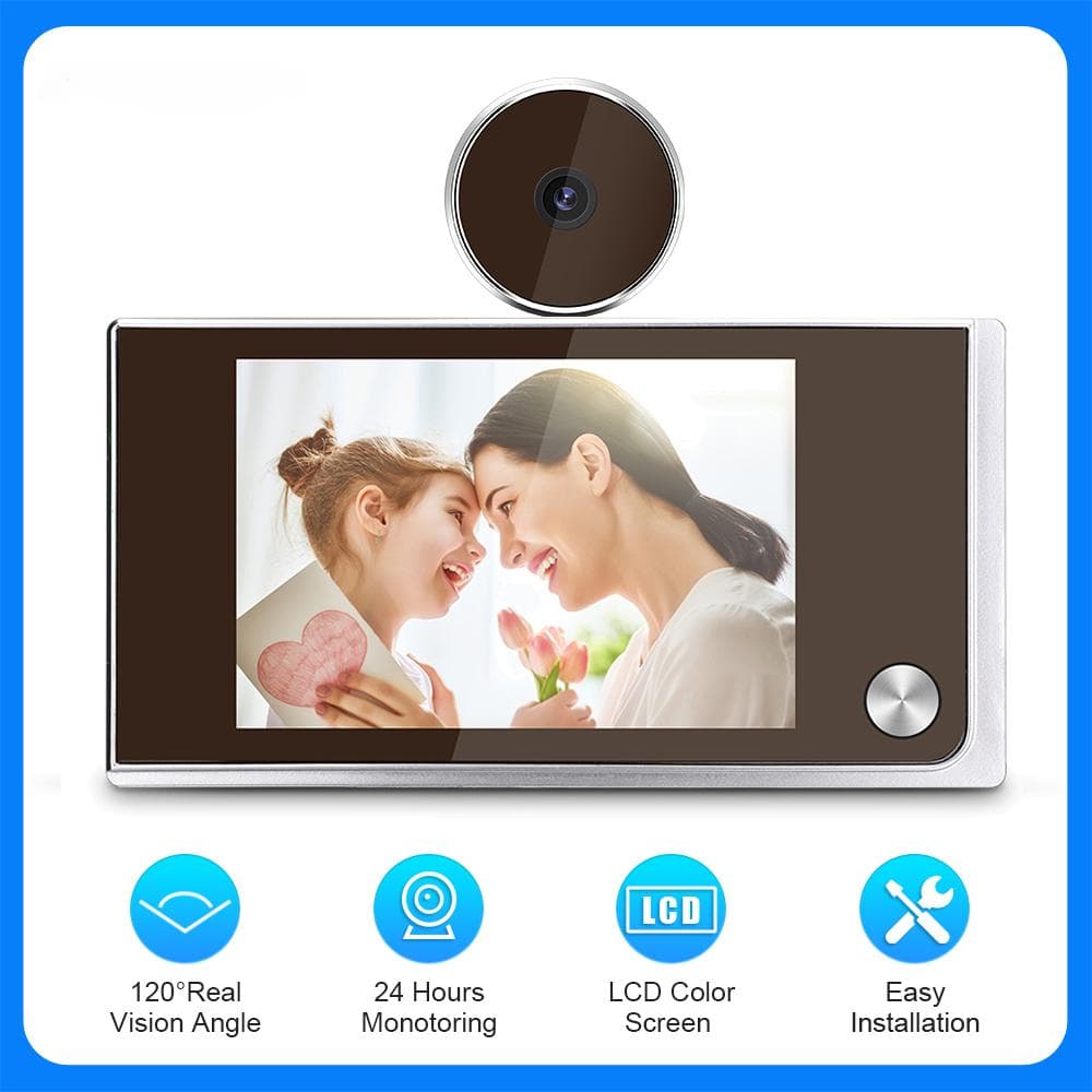 Timbre Visor de mirilla Cámara de puerta digital de 3,5 pulgadas LCD de 120 ° 2 millones de píxeles HD Monitor de timbre de puerta tipo ojo de gato
