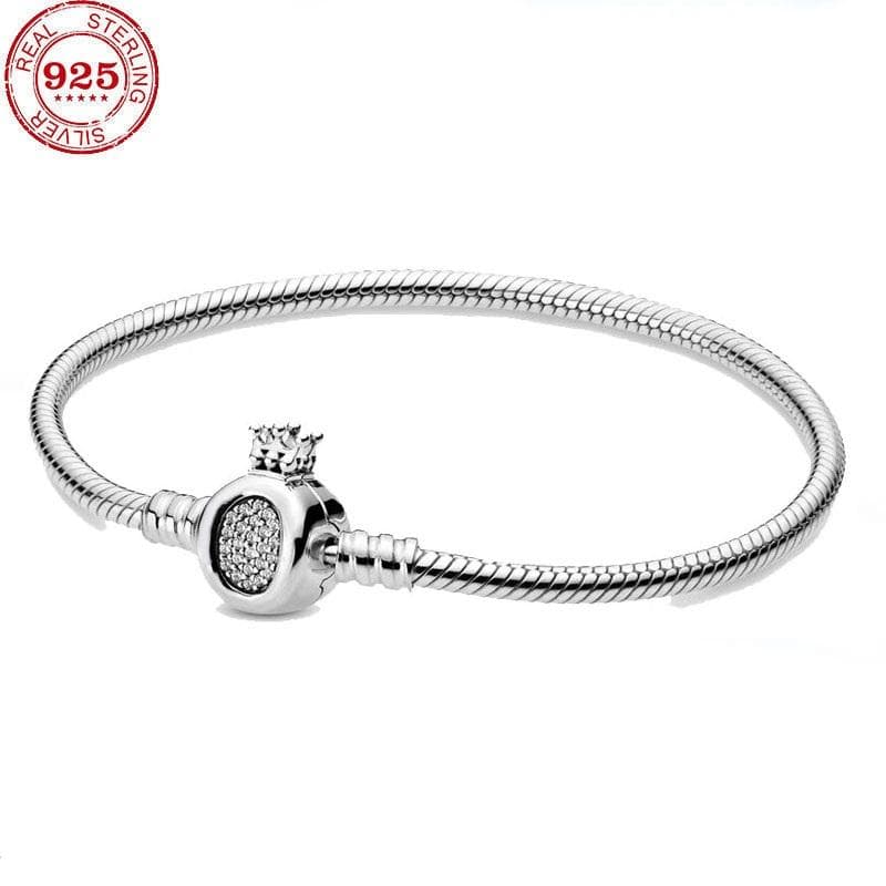 Pulsera de corona de plata de ley 925 100 % compatible con pulsera original con dije de serpiente.