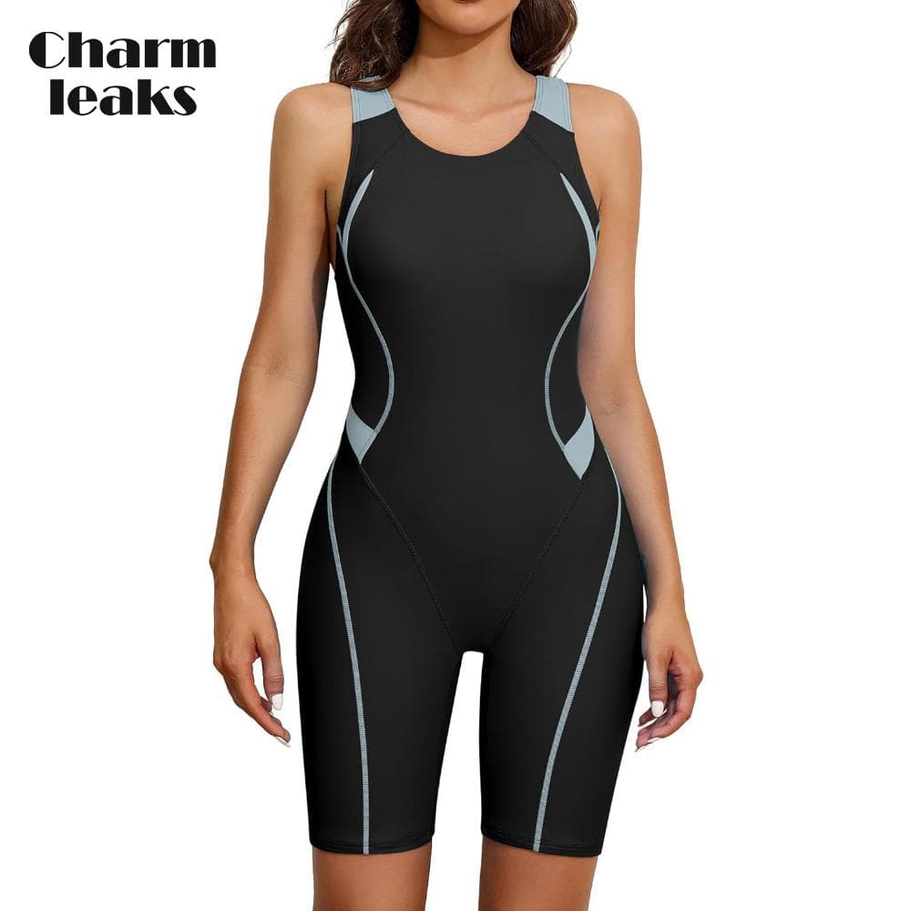 Trajes de Baño Atléticos Enteros Charmleaks para Mujer Trajes de Baño Boyleg Espalda Racer Trajes de Baño cm negro