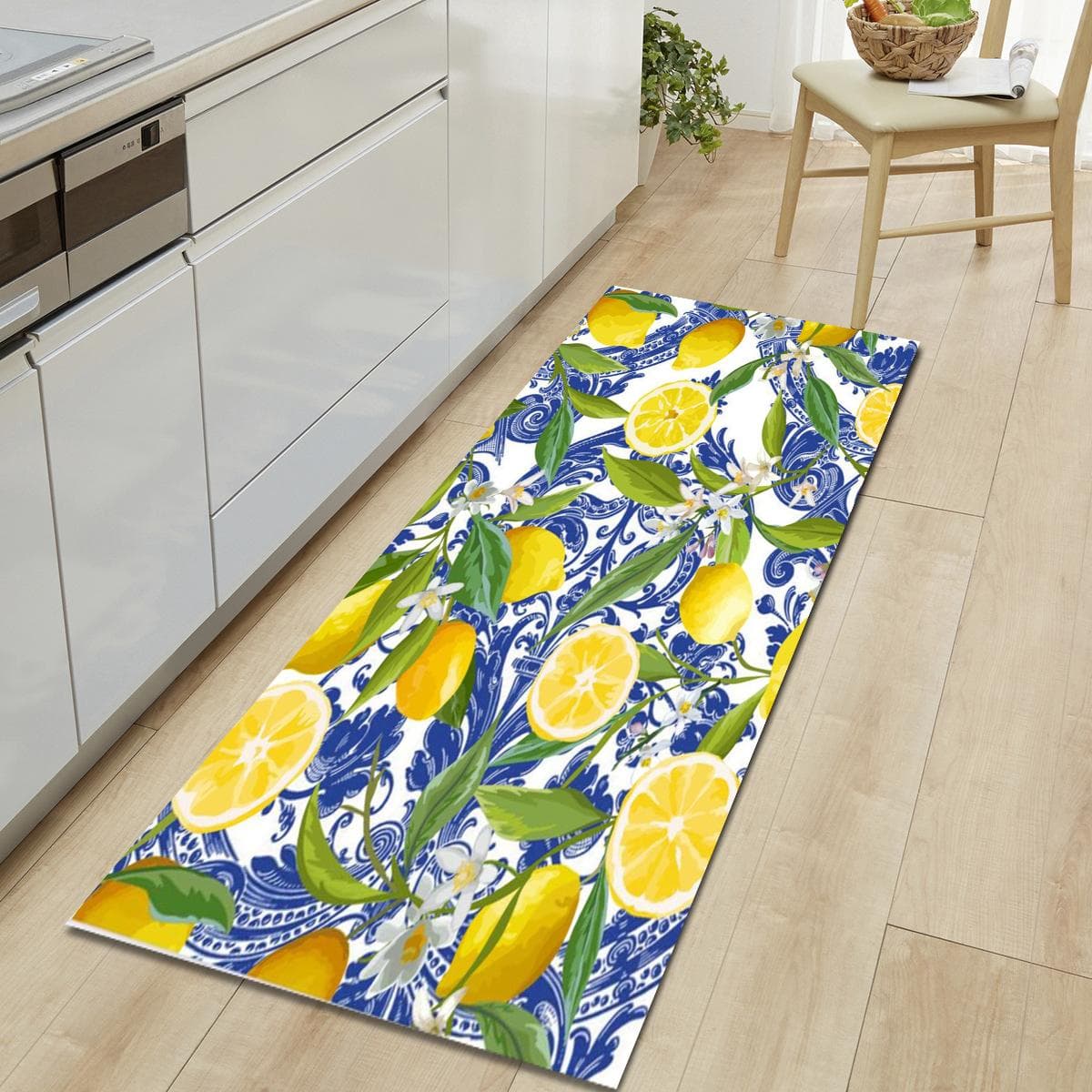1 Uds. Alfombra antideslizante para suelo de cocina con limón fresco, alfombra para cocina, decoración del hogar, decoración de la habitación