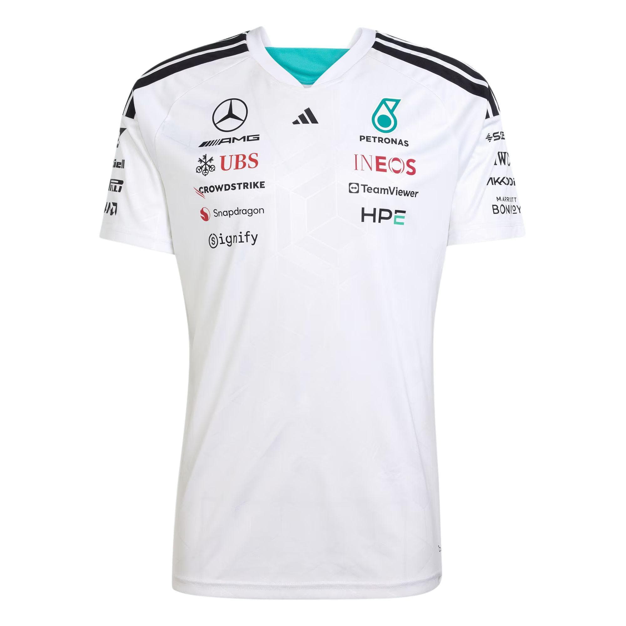 Adidas Climacool Equipe Mercedes-AMG Petronas F1 Camisa de Corrida Manga Curta Slim Fit Lisa com Absorção de Suor Masculina tops KF0160 L
