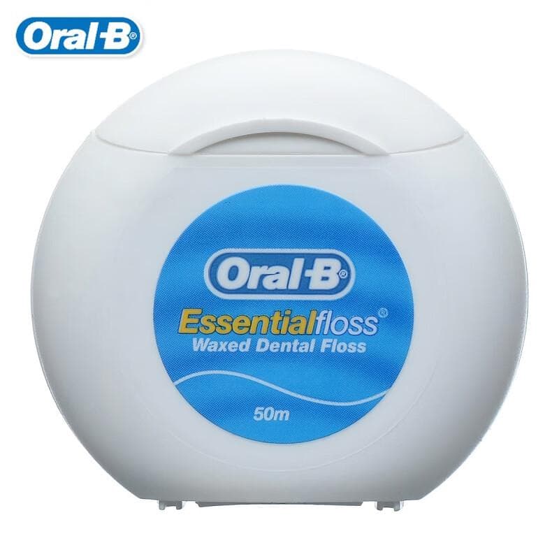 Hilo Dental Encerado Oral B Hilo Dental Esencial 50 Metros Hilo Dental Plano Recubrimiento de Cera blanco