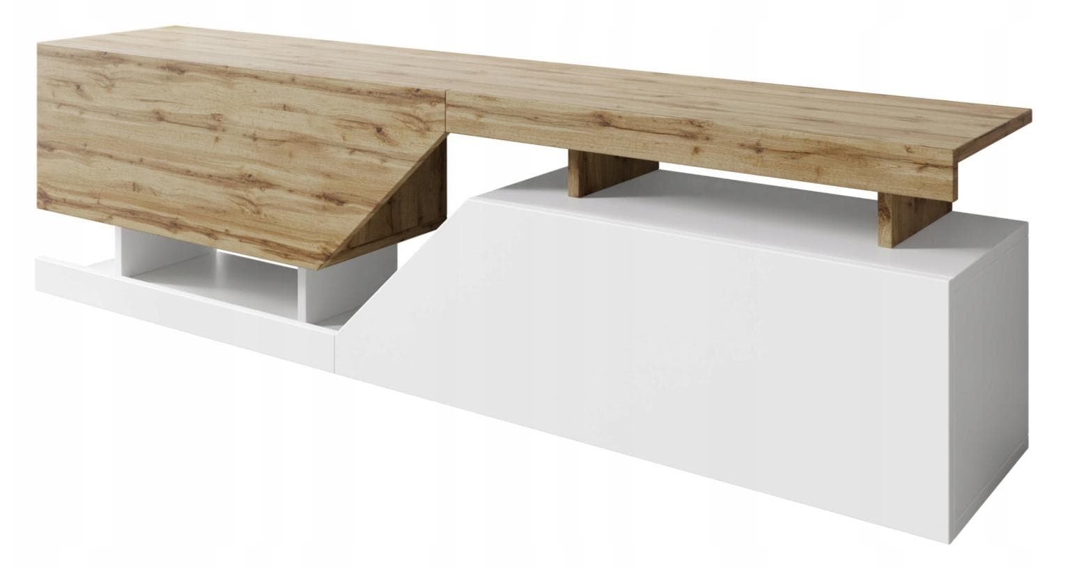 Mueble de TV para Salón Debajo del Televisor Doble 160 Blanco Roble Wotan