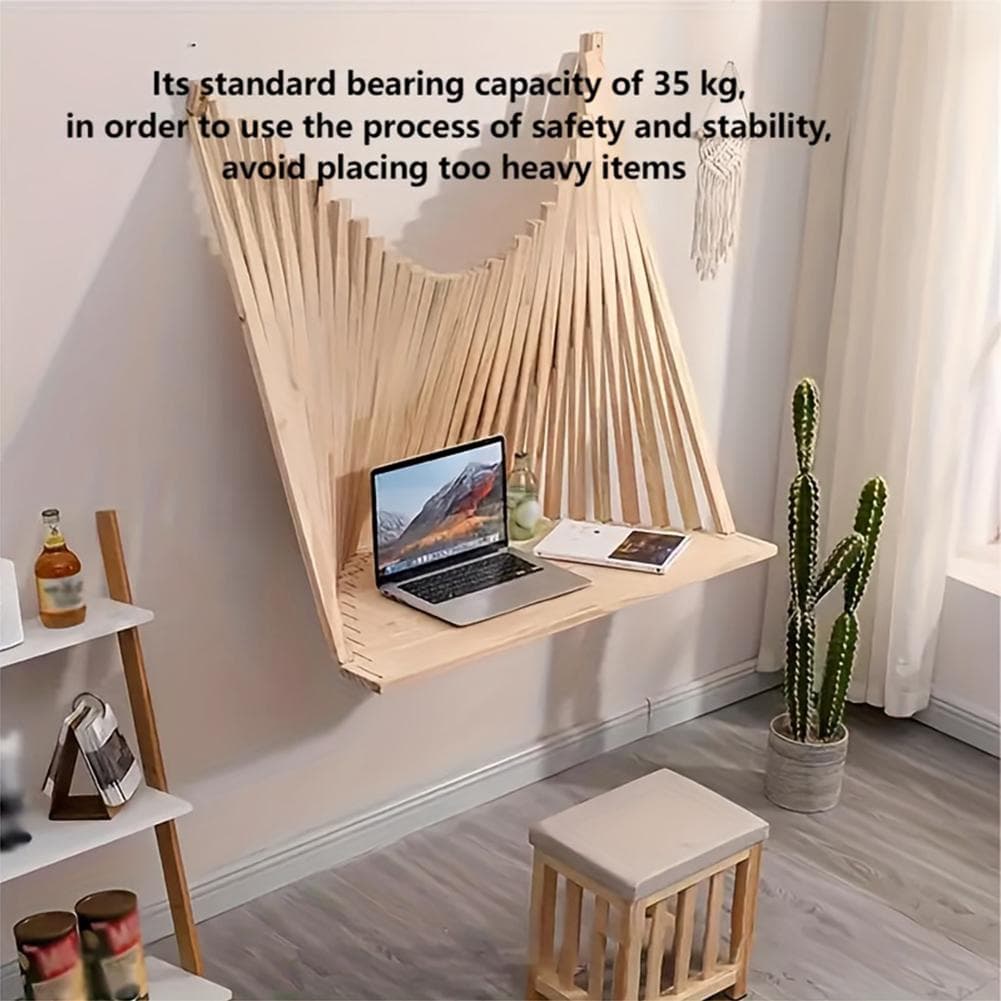 Escritorio de Computadora Minimalista Montado en la Pared Madera Maciza Plegable Colgante Diseños Creativos Ahorro de Espacio Oficina Mesa Plegable