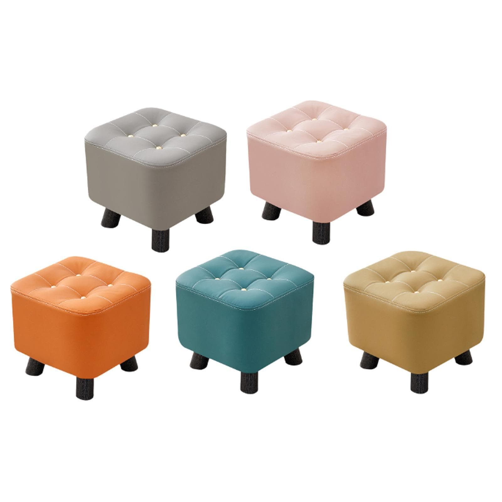 Taburete cuadrado pequeño, taburete, taburete de ocio elegante, taburete para cambiar zapatos naranja