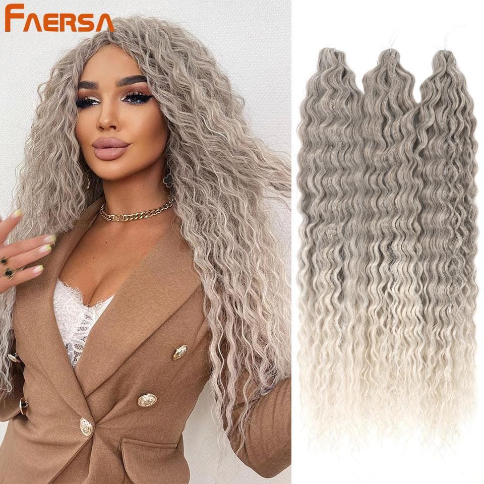Ariel Curl pelo onda de agua Twist Crochet pelo sintético trenzas de ganchillo Rubio degradado Afro rizos onda profunda extensión de cabello