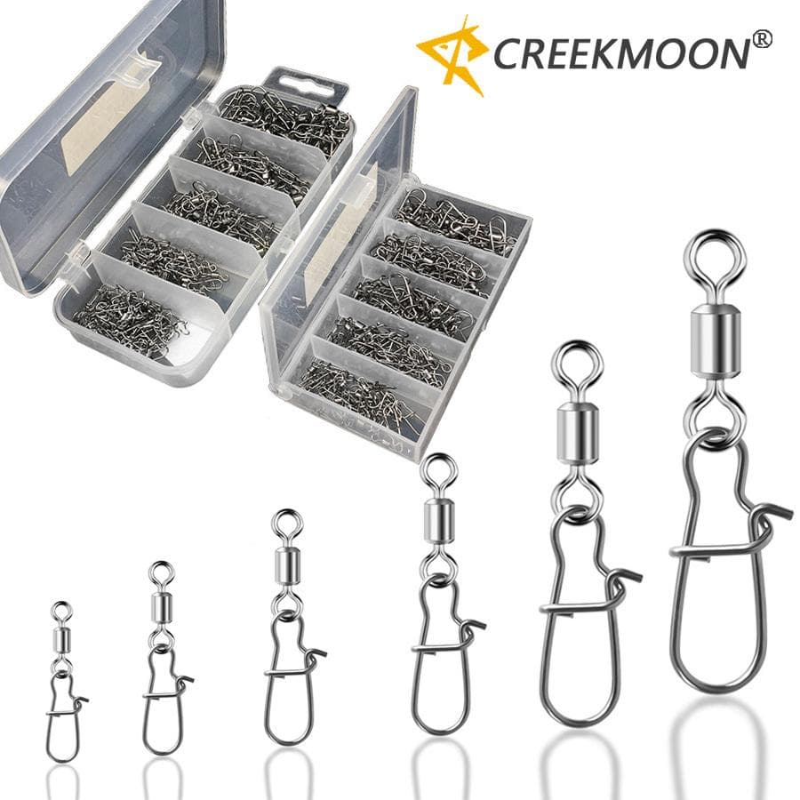 Juego de 210/95 piezas de conectores giratorios de pesca de acero inoxidable resistentes, herramientas de pesca, ganchos a presión, conectores de