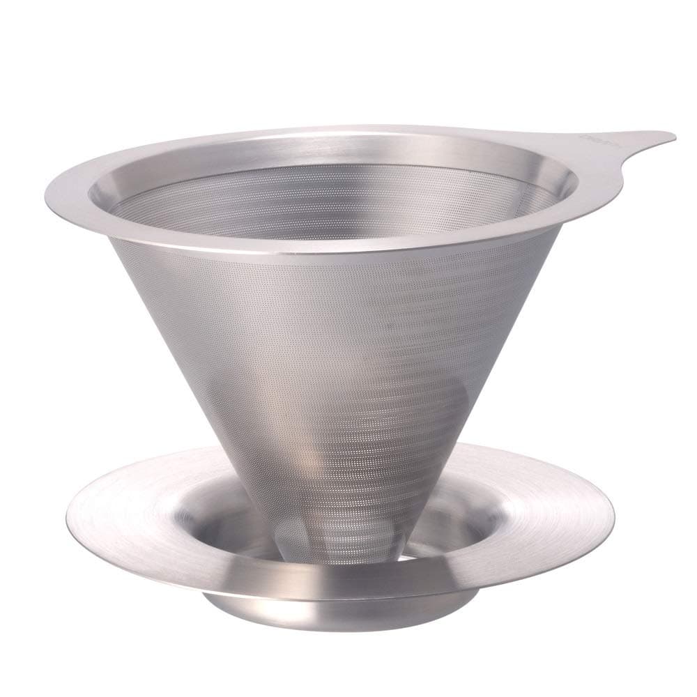 Vaso de metal de doble malla HARIO con gotero fino, capacidad para 1-2 personas, color plata, DMD-01-HSV plata