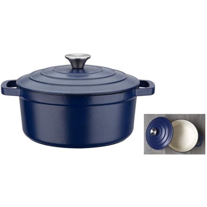 Olla de hierro fundido macizo - GSW - BLUE MAGIC - 20 cm - Redonda - Inducción - Azul