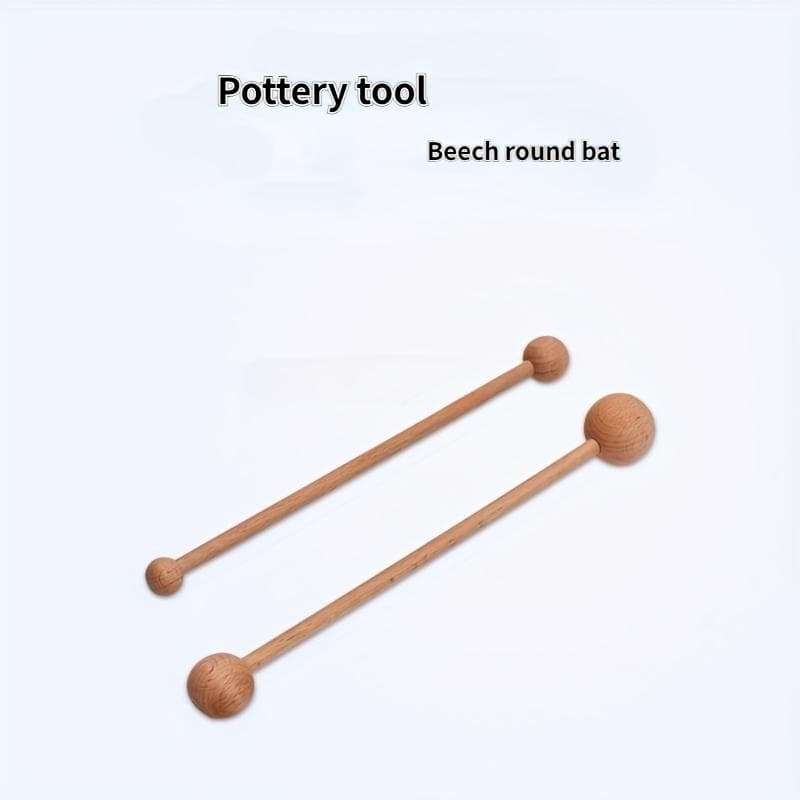 Juego de 2 piezas de madera de haya para tallar cerámica: palo de bola de doble cabeza para modelar y crear con arcilla.