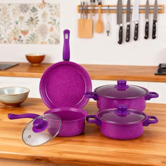 Yousheng Juego de 13 Piezas de Batería de Cocina Antiadherente de Hierro con Asas Cómodas Tapas de Vidrio Transparente Utensilios de Cocina de Gran
