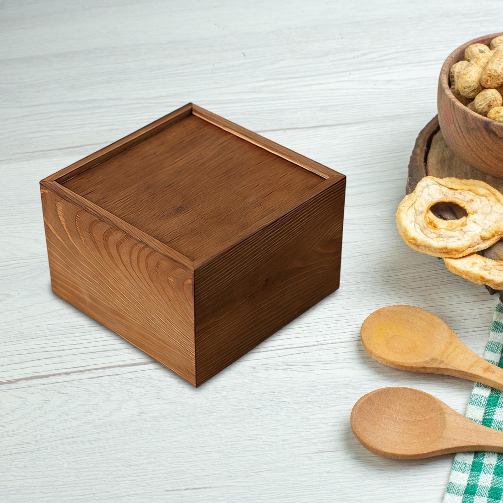 Caja de Recuerdos Organizador de Madera con Tapa Deslizante Caramelo Vintage Joyería Souvenir Soporte