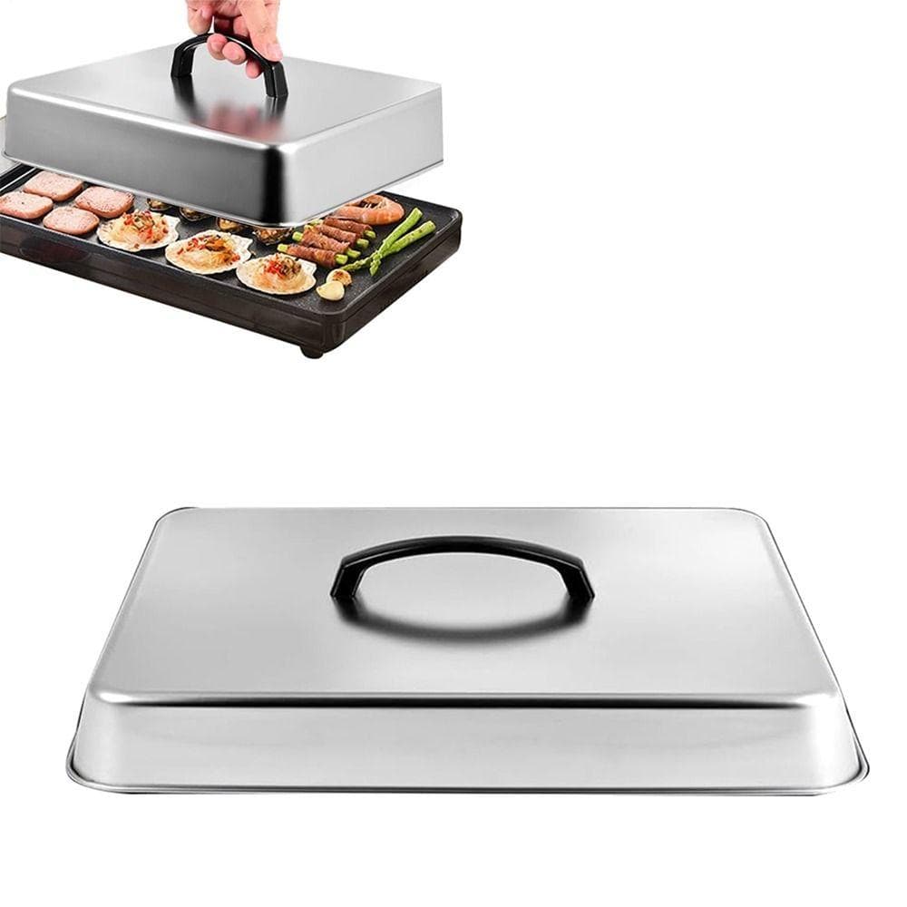 Cúpula para Derretir Queso de Acero Inoxidable S/M/L/XL Cubierta Rectangular para Rociar Cocina Teppanyaki plata