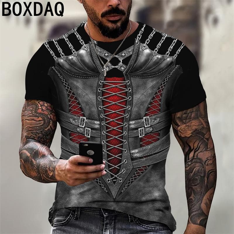 Camisetas de armadura Medieval para hombre, camisetas divertidas holgadas de manga corta, camiseta informal de gran tamaño, camisetas geniales de