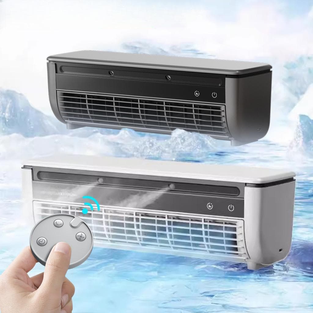 Ventilador de aire acondicionado de pared de 15 W, 30 segundos de enfriamiento rápido, con niebla helada, para cocina y hogar, sin hojas gris oscuro
