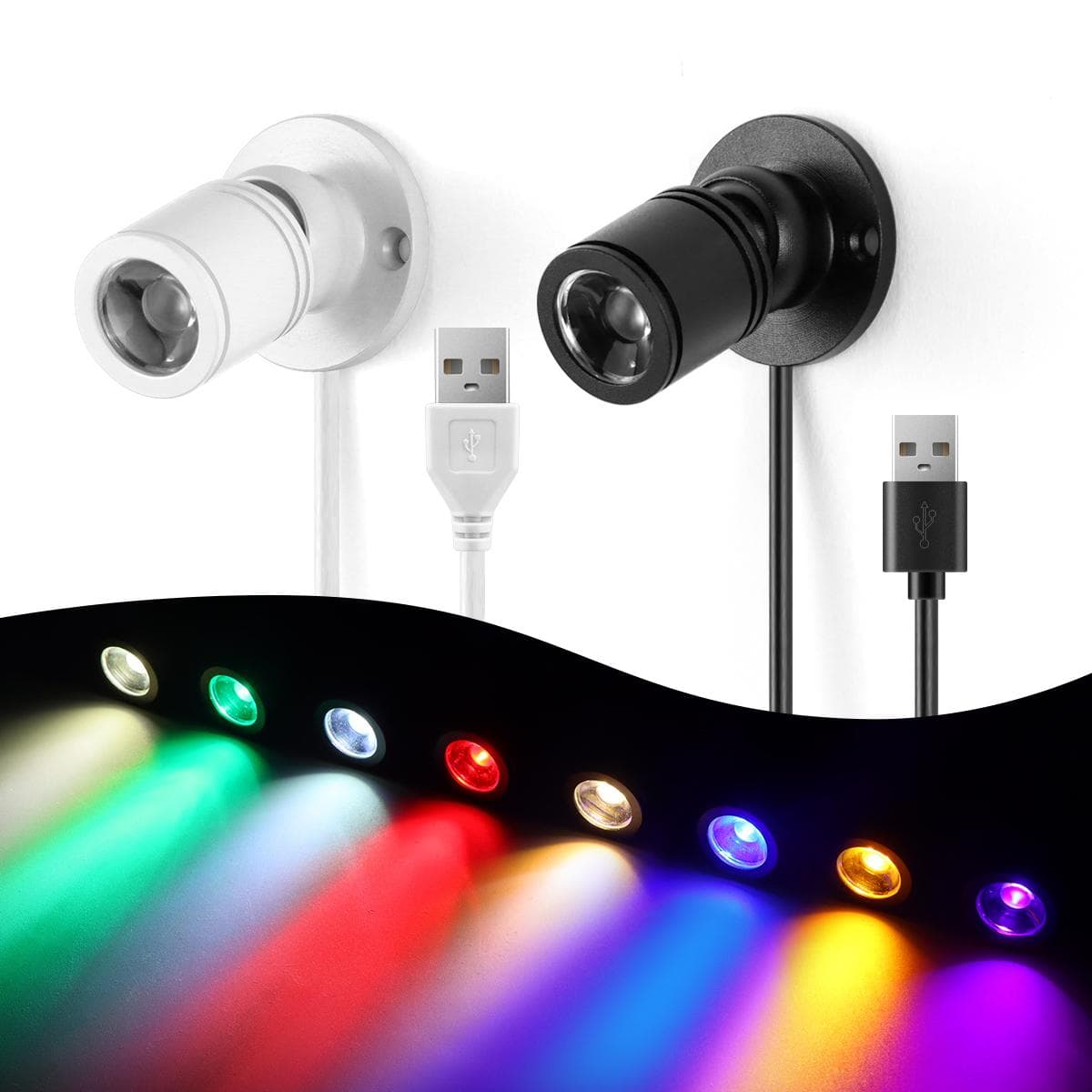 Bombillas LED Cable USB Operado Tamaño Mini Foco 1W Lámpara LED para Vitrina Armario Decoración de Fondo