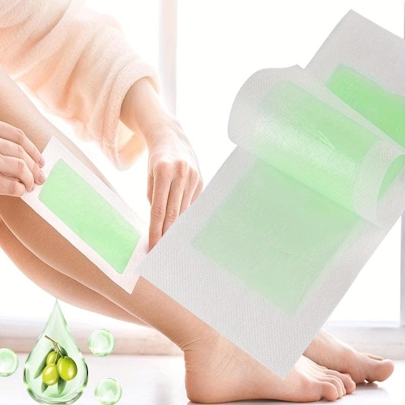 Tiras de cera depilatorias profesionales para depilación de verano Papel de cera fría de doble cara para piernas Cuerpo Cara Útil verde