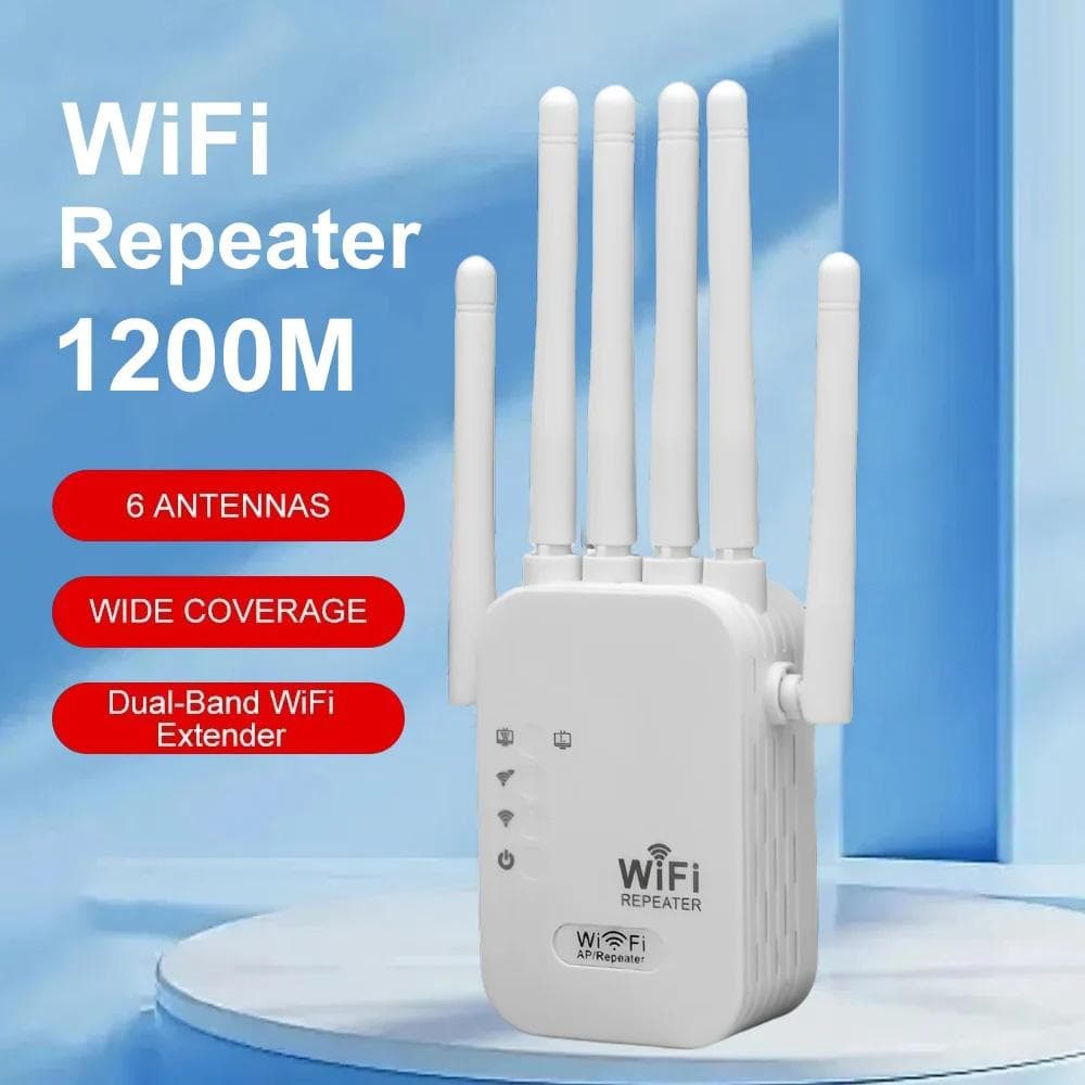 Repetidor WiFi de banda dual de 1200 Mbps, extensor de señal inalámbrica de 2,4 G y 5 G, enrutador amplificador WiFi de largo alcance para oficina y