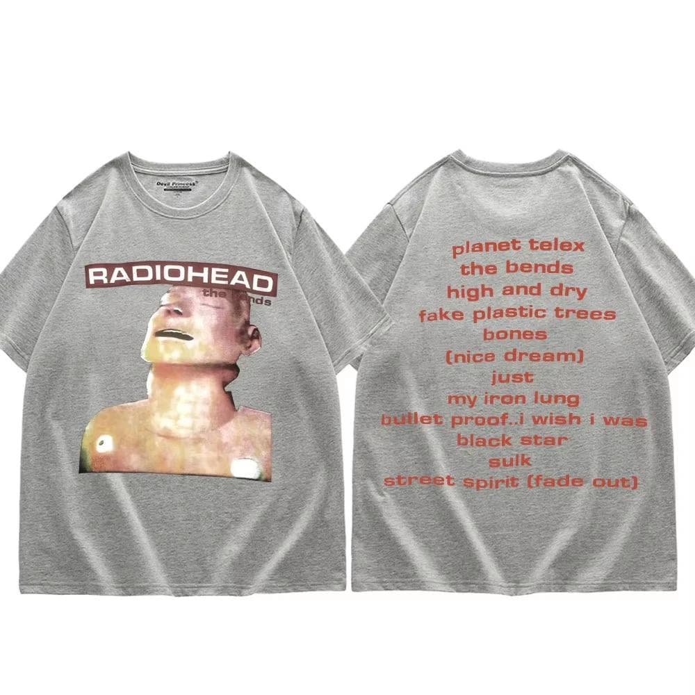 Radiohead The Bends Álbum Merch Camiseta Rock Hip Hop Vintage Manga Corta Camiseta Hombres Mujeres Moda Casual Camisetas Oversize cm