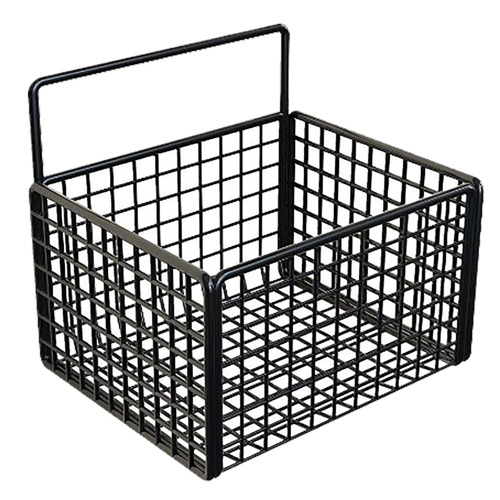 Cesta de Almacenamiento de Pared Sin Taladrar Adhesiva de Alambre Metálico Colgante para Organización de Cocina Despensa de Alimentos Baño blanco