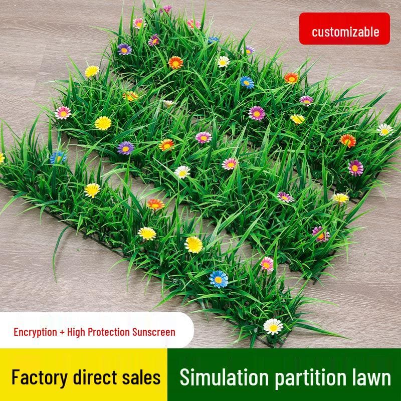 Alfombra de Césped Artificial con Divisor Decorativo para Césped y Paisajismo del Hogar