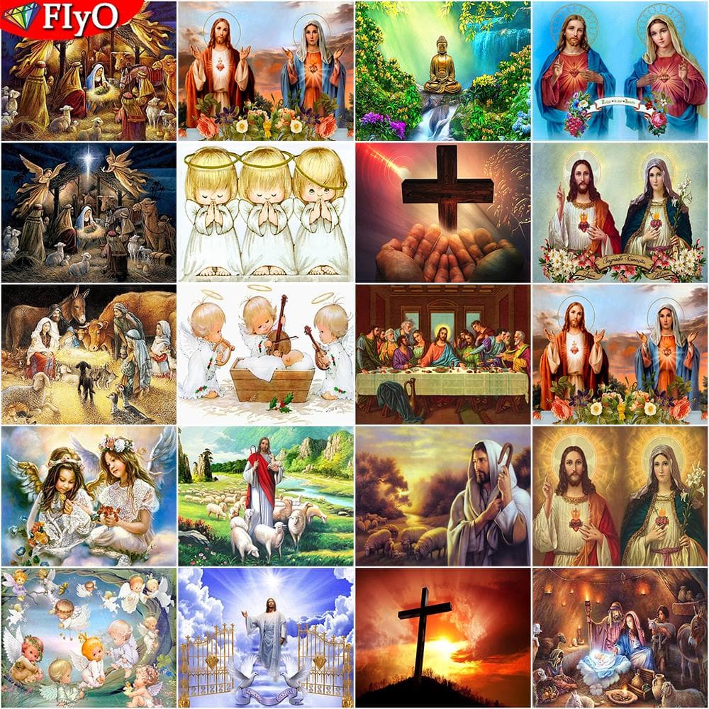 Pintura de diamante 5D DIY, nuevas figuras religiosas, bordado de diamantes de Jesús, venta de retrato, decoración de mosaico bronceado