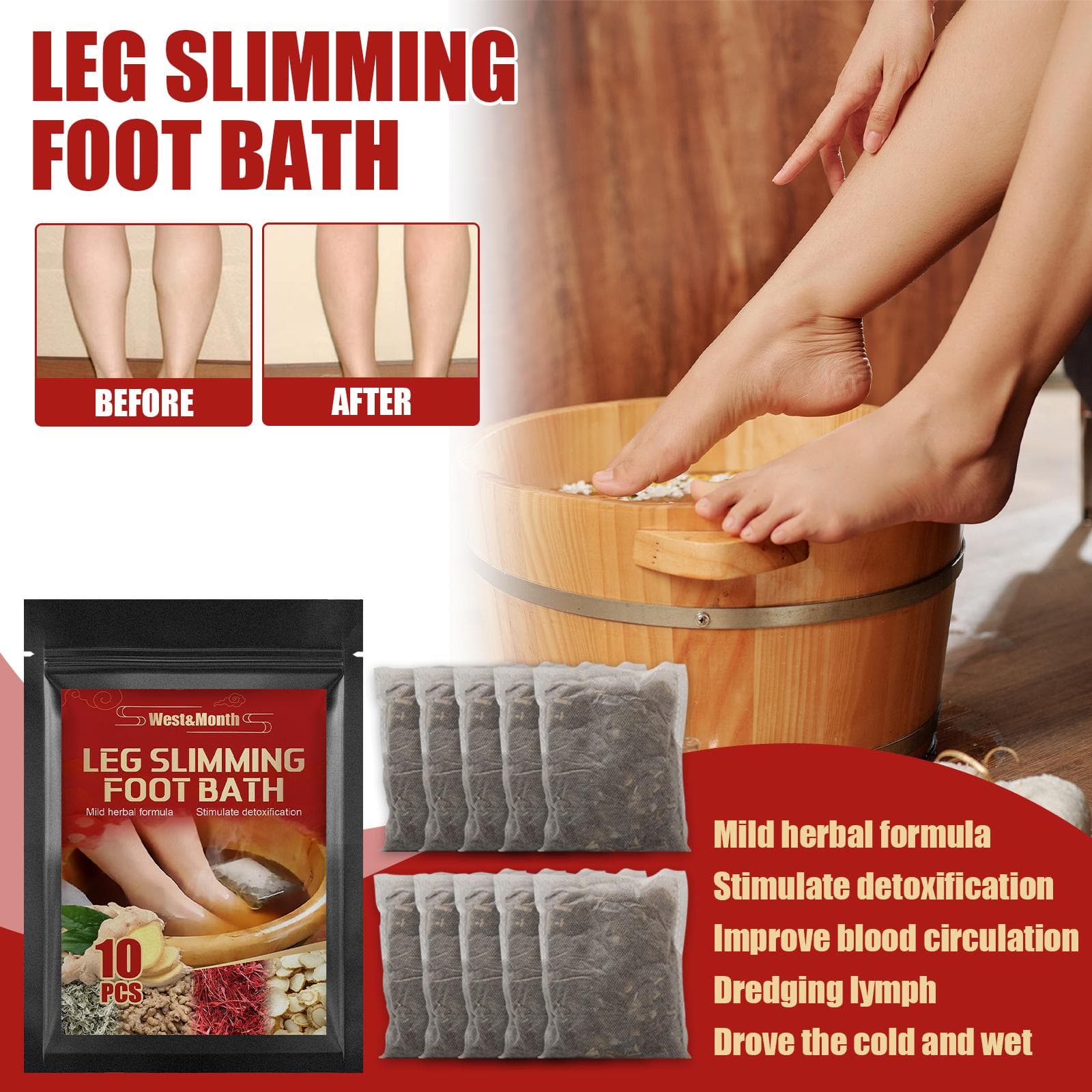 Remojo de Pies con Jengibre Paquete Herbal Aliviar Dolor de Piernas Hinchazón Molestia Expulsar Frío Dispersar Humedad Kit de Baño de Pies