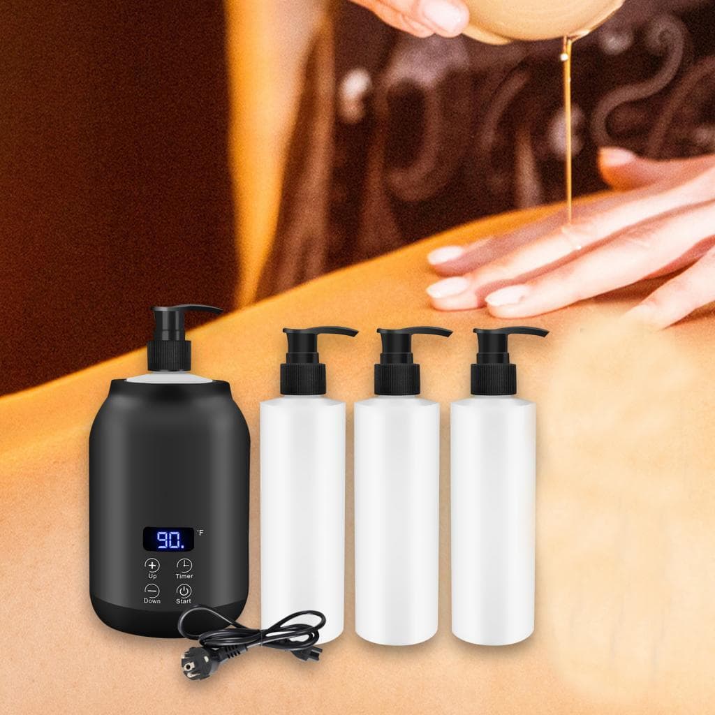 Calentador de aceite de una sola botella, dispensador eléctrico ligero de calentador de loción, blanco negro