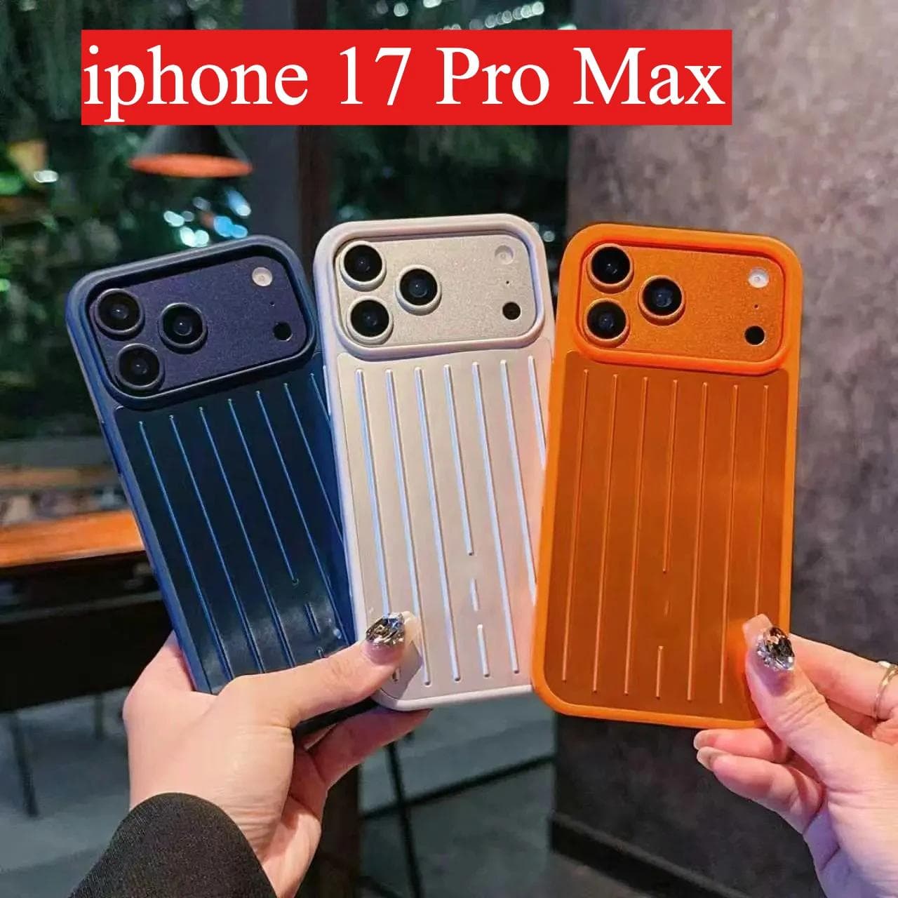 Maleta de Negocios Elegante con Raya Corrugada 3D de Lujo Funda Táctil Suave Funda para Teléfono para IPhone 17 Pro Max 16 15 14 para Rimowa