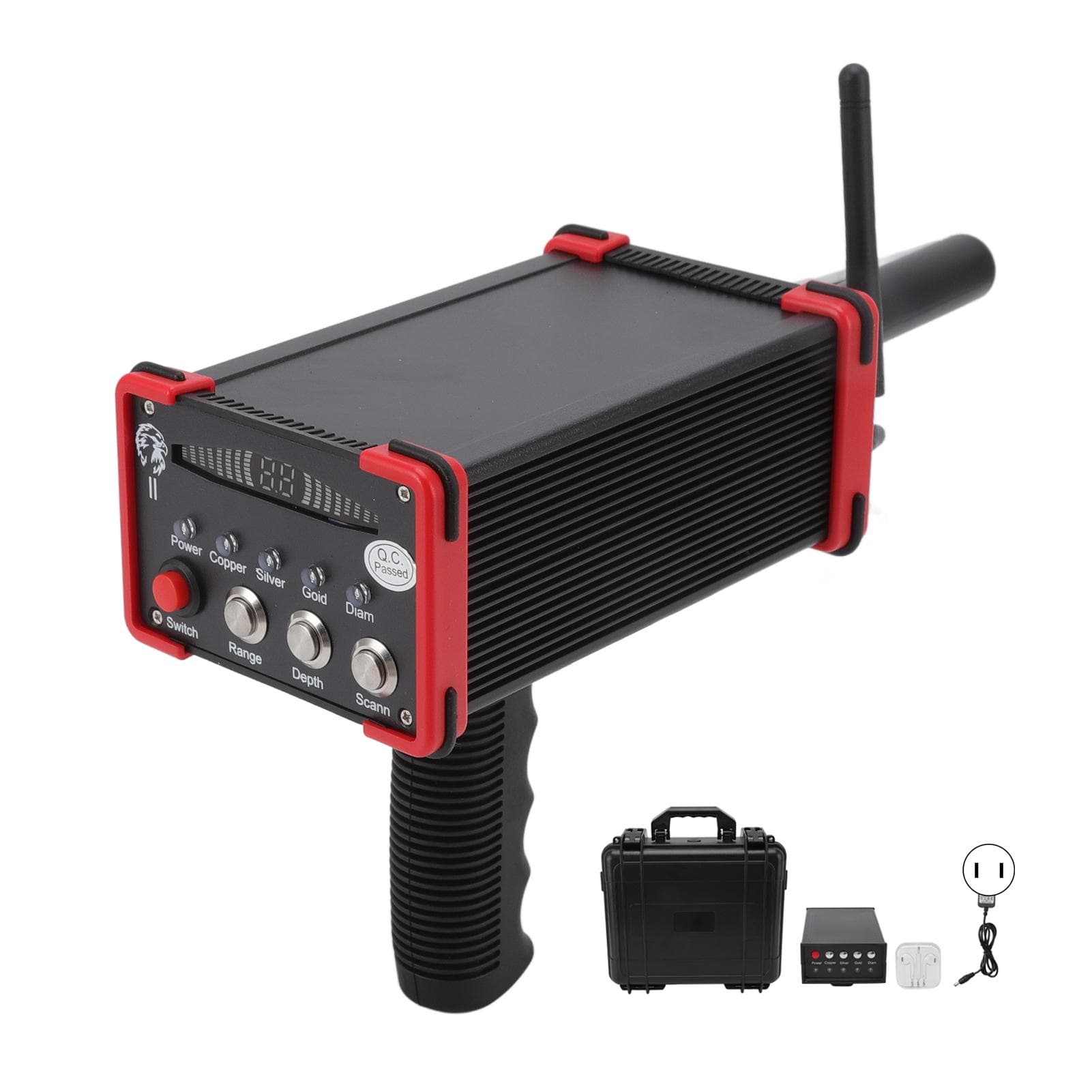 Localizador de Metales de Alcance de 1000 Metros Subterráneo 15 m Profundidad Detector de Metales Rojos Buscador de Tesoros US