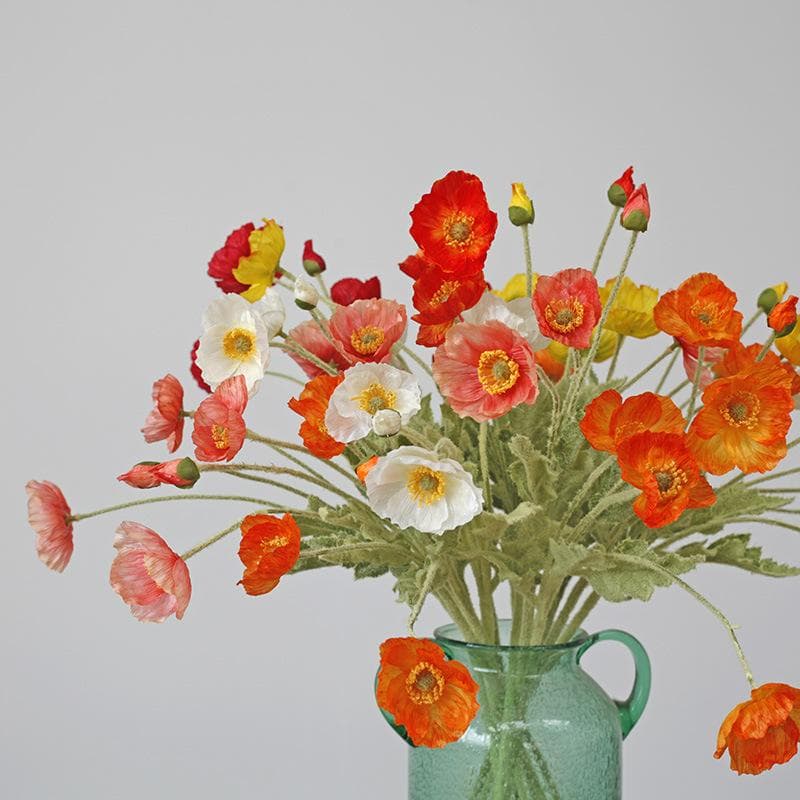 Flores de Amapola Artificiales de Seda Hermosas de Alta Calidad Flor Falsa para Decoración de Lujo para Hogar Boda Salón Fiesta