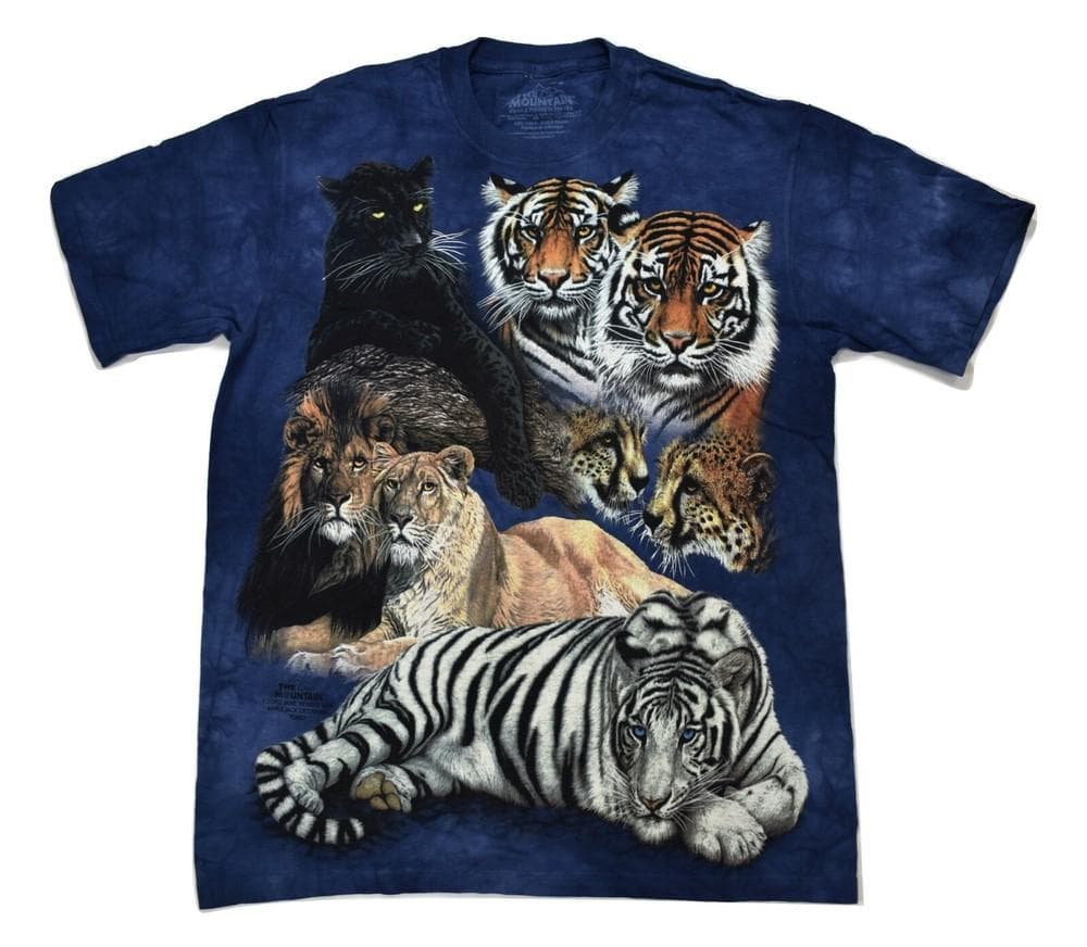 La Camiseta Nueva Pequeña Mountain Mens Big Cat Collage Leones Tigres Pantera Leopardo cm