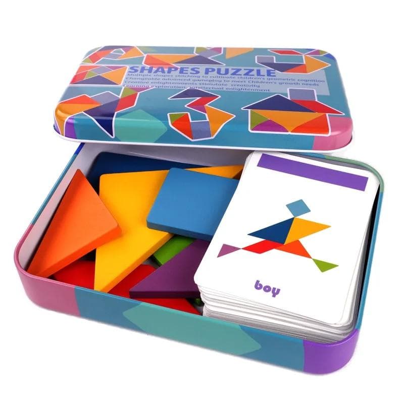 Rompecabezas de animales con diseño de madera en 3D, juguete Tangram colorido para niños Montessori, juegos de clasificación para educación