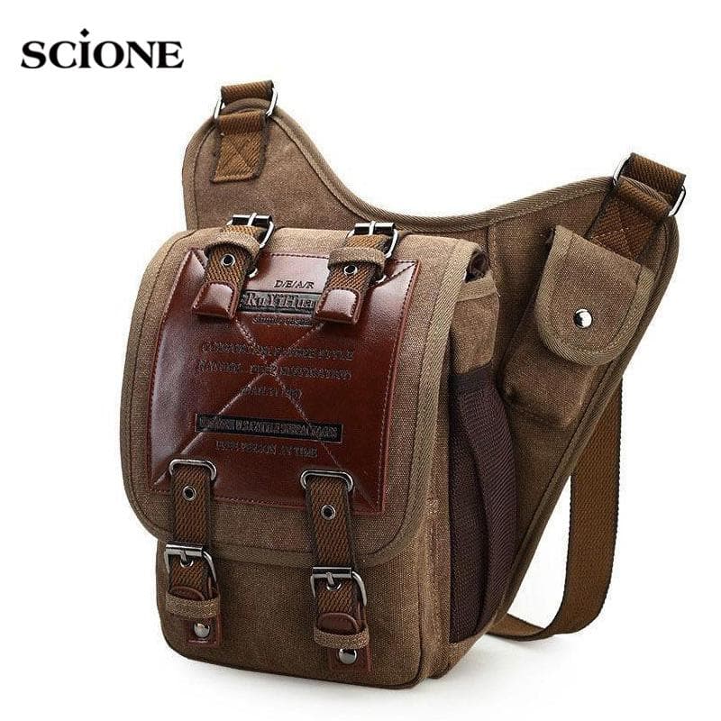 Bolsos de hombro de cuero Retro militar Vintage para hombre, bolso cruzado de viaje, Bolsa para hombre negro