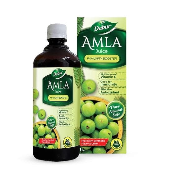 Dabur Jugo de Amla - 1 L | Rica fuente de vitamina C | Antioxidantes eficaces para fortalecer el sistema inmunitario | Jugo puro, natural y 100 % ayur
