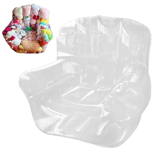 Almacenamiento de Peluches Funda de Silla Puff Impermeable de PVC Transparente Extra Grande Niños Sofá Organizador de Muñecas para Dormitorio