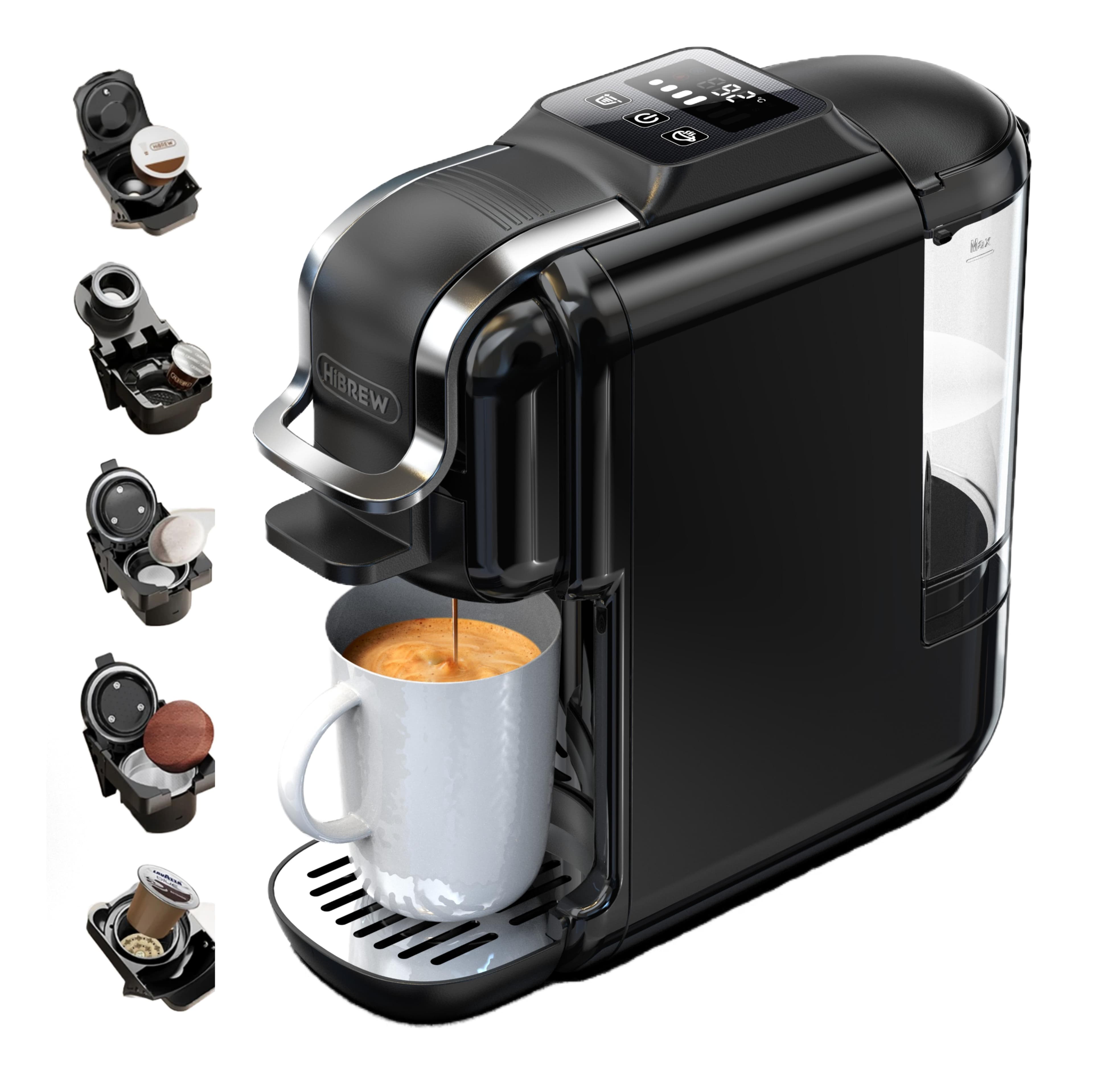 Cafetera de Cápsulas HiBREW H2C 5 en 1, Presión de 20 Bares, Control Táctil Inteligente, 7 Tamaños de Taza, Preparación Caliente y Fría, Negro