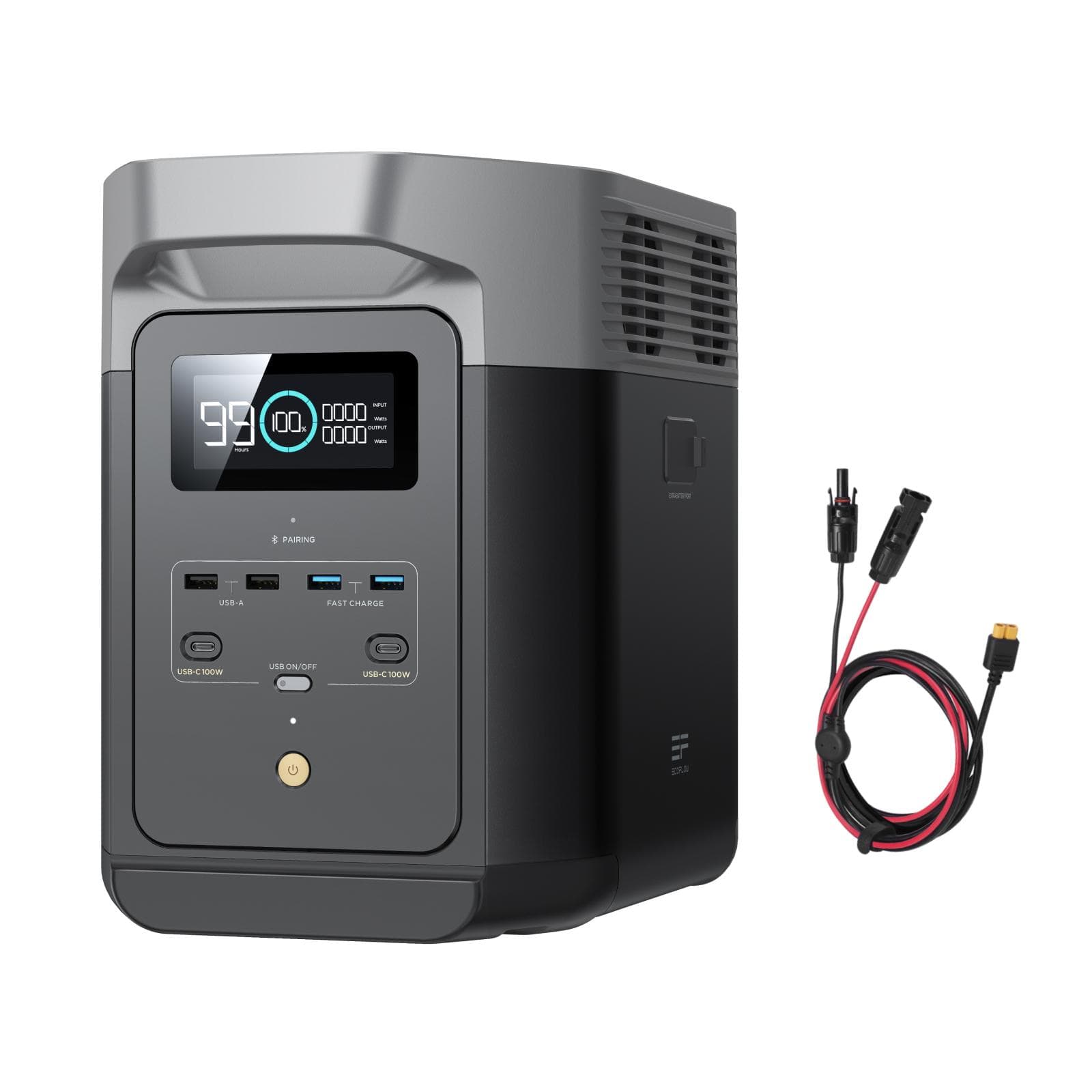 [Pre-Pedido] ECOFLOW DELTA 2 1024Wh Estación de Energía Portátil con Cable XT60i, Generador Solar con LiFeP04, Capacidad Ampliable hasta 3 kWh