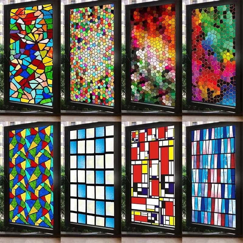 Película para ventanas de estilo europeo de 17 colores, pegatinas para vitrales, transparente, opaca, para baño, antiexposición, antimirror, papel