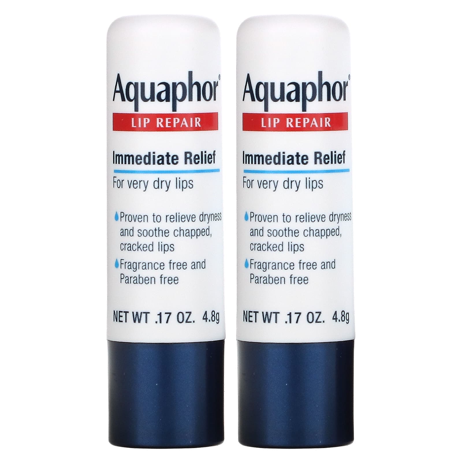Aquaphor, Lip Repair Stick, alivio rápido, 2 barras, 0,17 oz (4,8g)