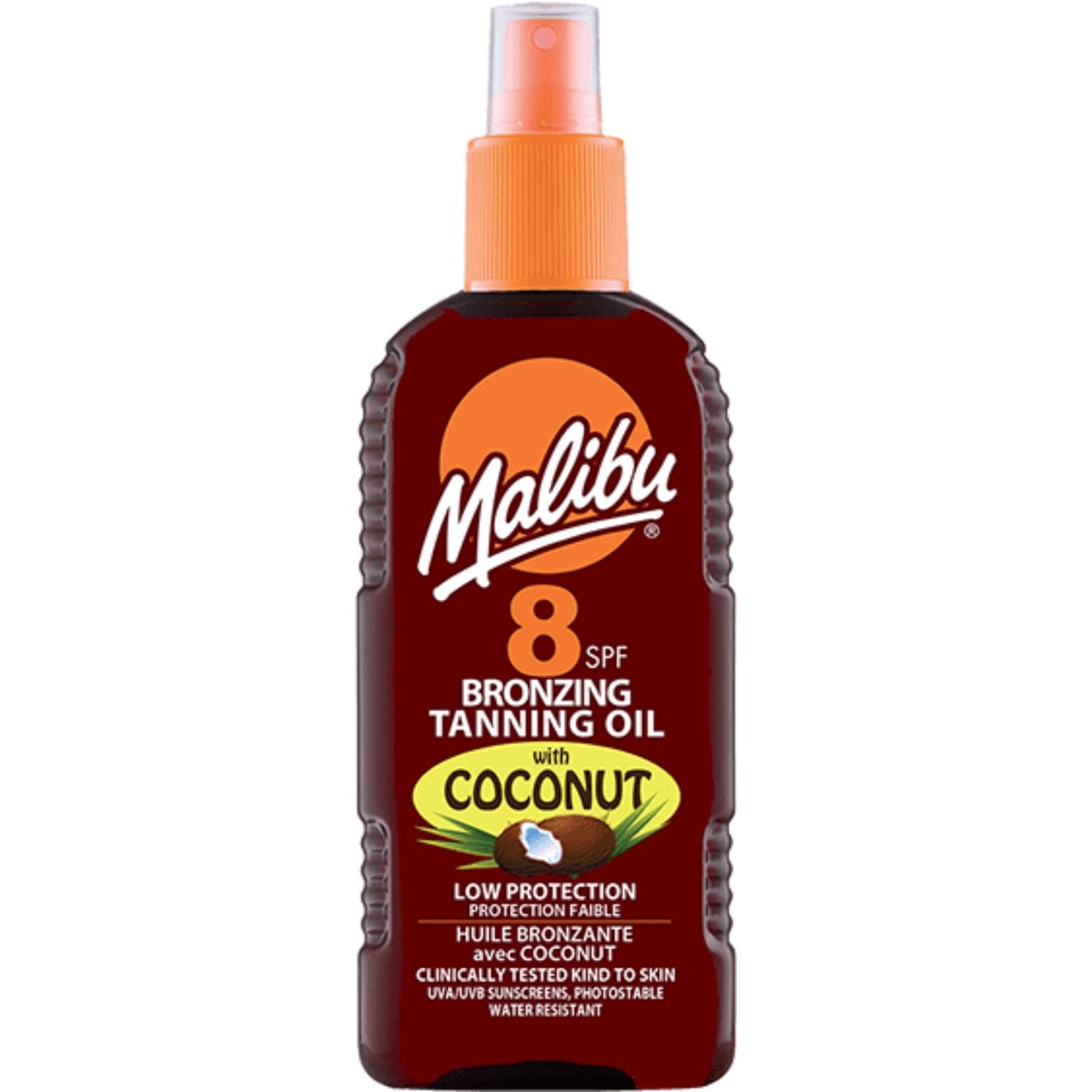 Aceite bronceador Malibu Bronzing con coco FPS 8 200 ml