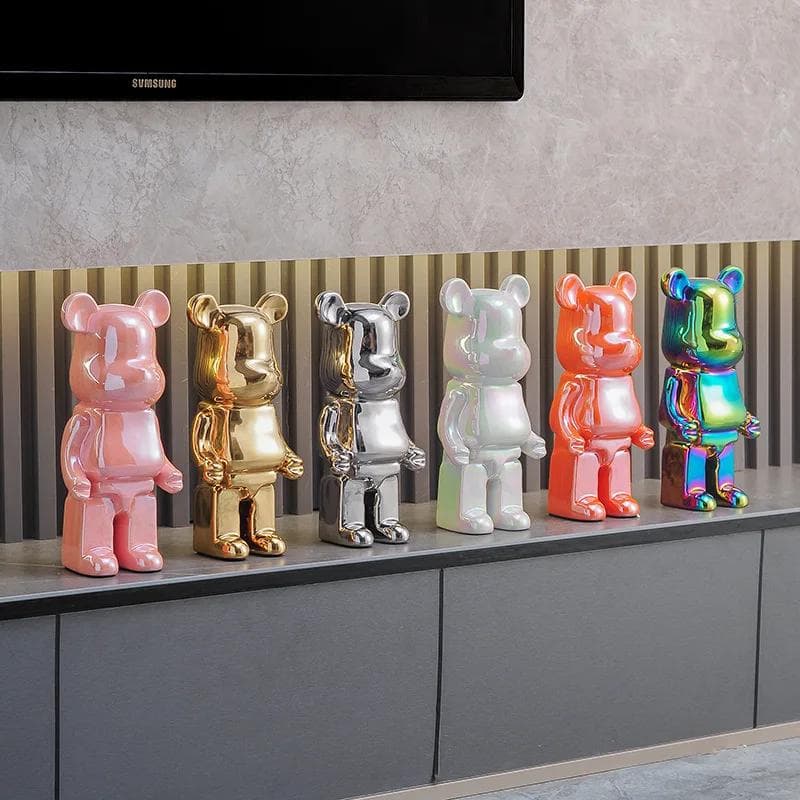 Delicadas Figuritas de Osos Cerámica de Lujo Estatua de Oso Violento Esculturas de Osos de Dibujos Animados Kawaii Decoración de Escritorio