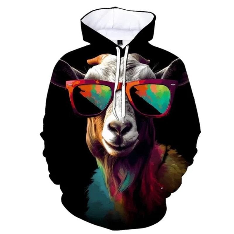 Sudaderas con Capucha con Estampado de Oveja 3D para Hombre Animal Cabra Gráfico Sudaderas con Capucha Niño Divertido Lindo Streetwear Jerséis