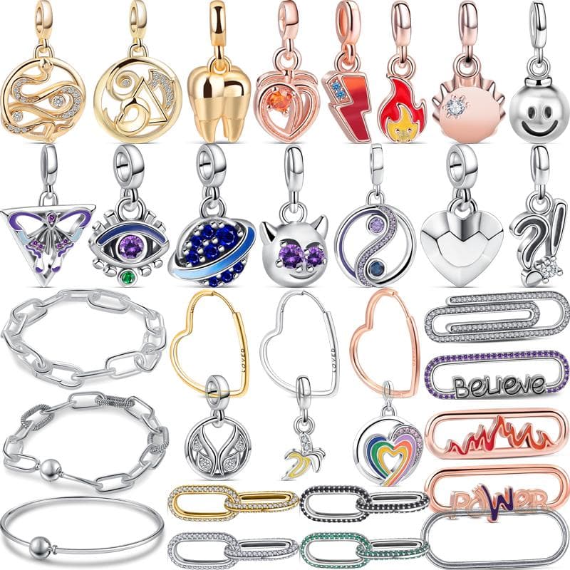 Nuevos Pendientes Me de Plata de Ley 925 Conector Redondo Enlace Ojo Mariposa Abalorios Ajuste Pulsera ME Original Joyería DIY Regalo