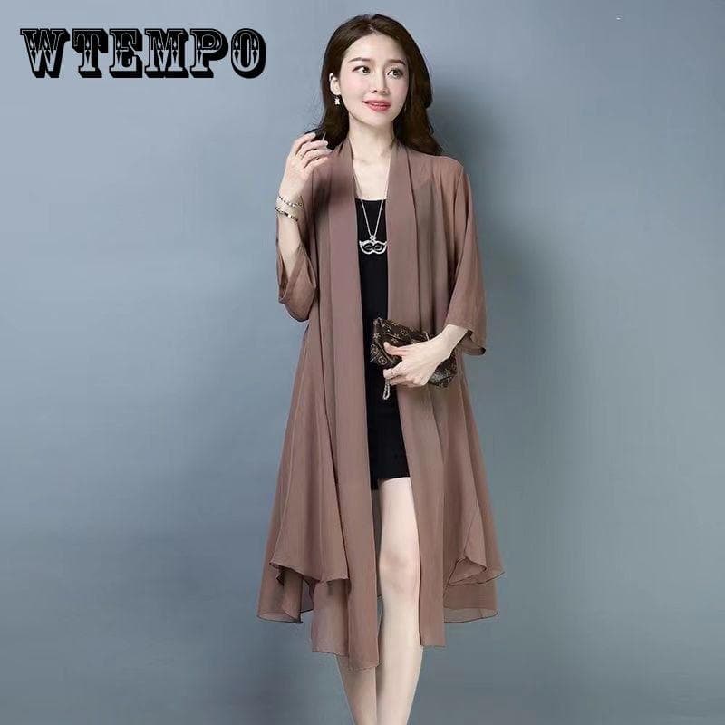 Camisa de gasa de verano para mujer, abrigo ultrafino de longitud media, camisa con protección solar, camisa de aire acondicionado, cárdigan tipo