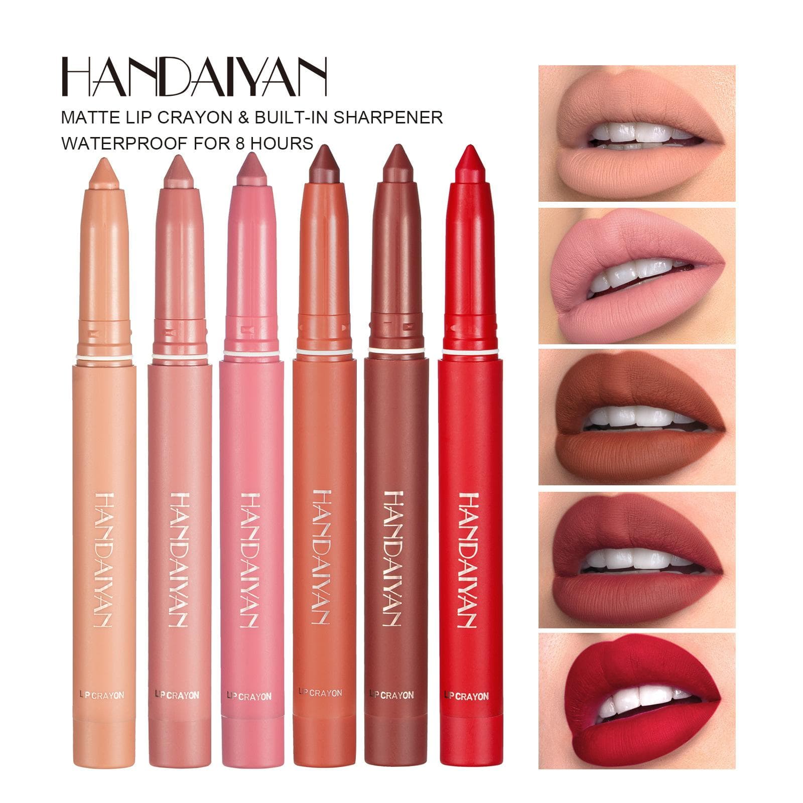 Handaiyan 12 colores mate impermeable terciopelo desnudo lápiz labial Sexy pigmentos rojos marrones maquillaje profesional de larga duración